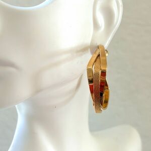 Gold Tone Geometric Layered Hoop Earrings